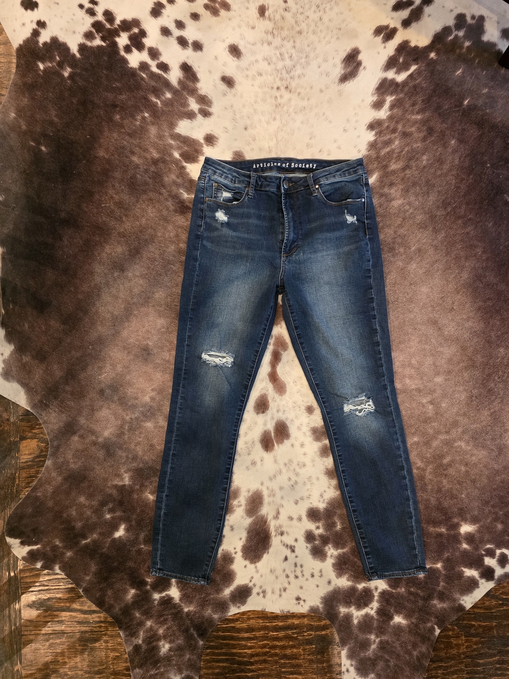 Articles of Society Size 27 Distressed Skinny Jeans Dark Wash Stretch